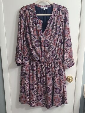 DR2 Women's Relaxed, Comfy, Style, Multicolor, Artsy Pattern, Flowy Dress Sz. 1x